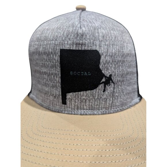 Prana Mens SoCal Trucker Hat Snapback Tan Gray Mesh Cap Organic Lightweight NWT - Picture 2 of 8